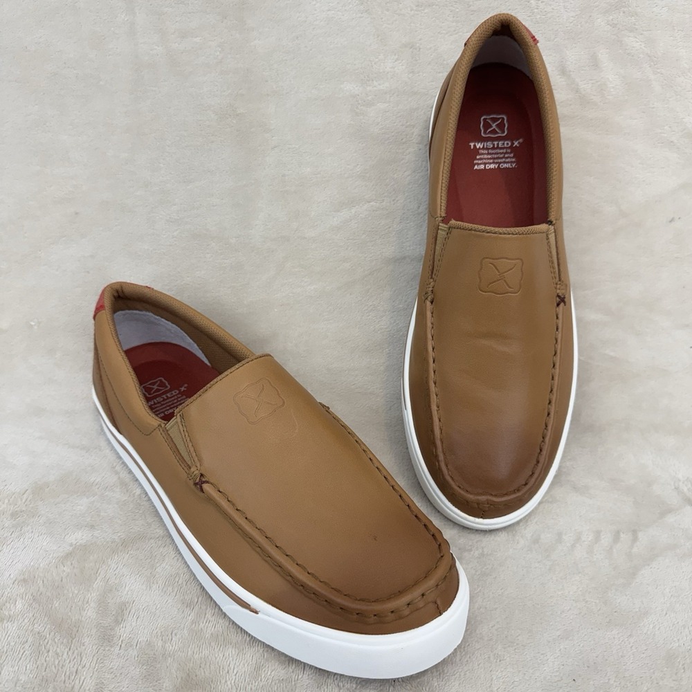 Twisted X Mens 11M Slip-On Kicks MCA0048 Tan Leather Moc Toe Shoes NWOT
